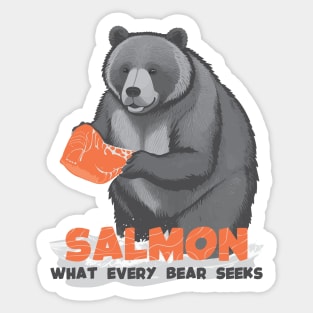 Bear Meets Salmon Sticker